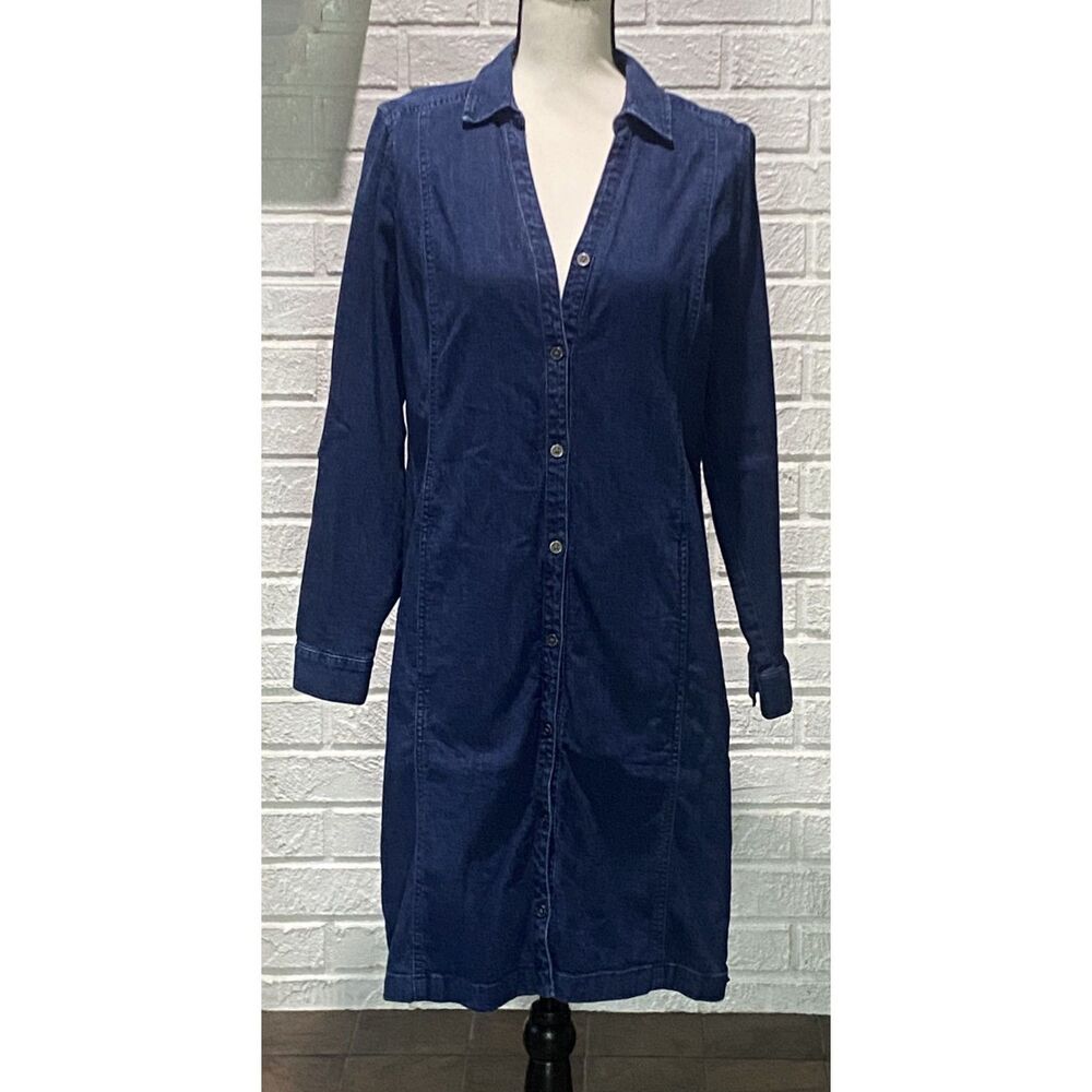 J Jill Stretch Denim Dress Roll Tab Sleeve Size Small